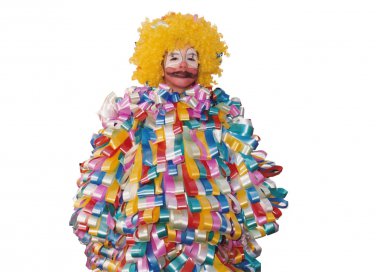 costumi di Carnevale originali, vestito da pagliaccio, vestito da pagliaccio con nastri fiori, riciclo creativo, nastri fiori