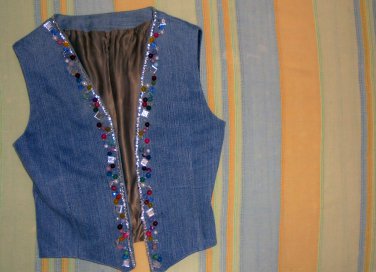 personalizzare gilet jeans, decorare gilet jeans