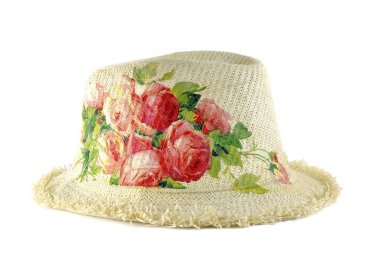 decorare cappello paglia, cappello paglia decoupage