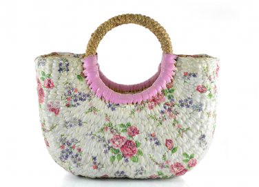 decorare borsa paglia, borsa di paglia decoupage