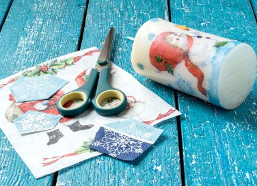 lavoretti di natale, decoupage natale, candela di natale fai da te
