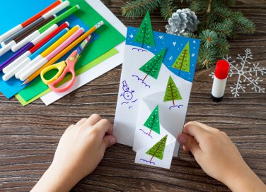biglietti di natale fai da te, biglietti natale bambini, biglietti natale decoupage