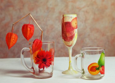come decorare bicchieri di vetro, decoupage vetro