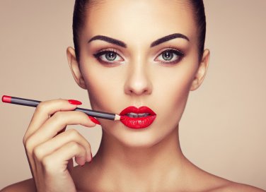 trucco, labbra, volume
