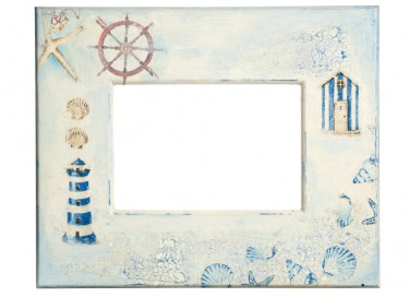 cornice fai da te, cornice tema mare, decoupage su legno