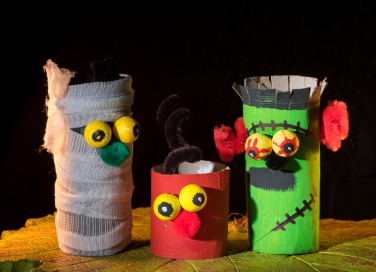lavoretti halloween, lavoretti rotoli carta igienica, halloween idee