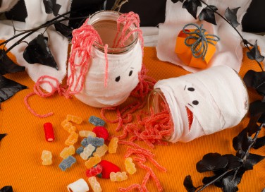 cestino halloween fai da te, idee halloween
