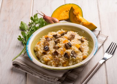 risotto, zucca, funghi