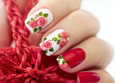 nail art, rose, decorazione unghie