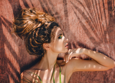 trucco, occhi, abbronzatura