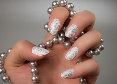 glitter, bianco, unghie