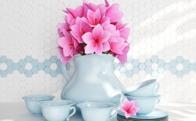 piastrelle decorazione fiori cucina