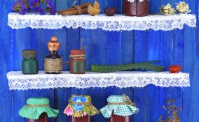 portaoggetti, decoupage, decoupage su tessuto, hobby, fai da te