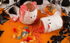 cestino halloween fai da te, idee halloween