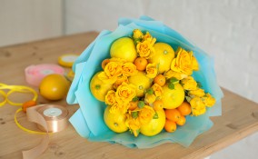 bouquet sposa frutta, bouquet matrimonio frutta, fiori sposa frutta