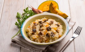risotto, zucca, funghi