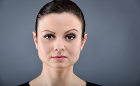 trucco, viso, quadrato