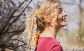 acconciature, donna, foulard