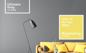 Pantone colore 2021, giallo e grigio, casa