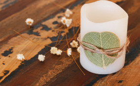 candele foglie secche fai da te