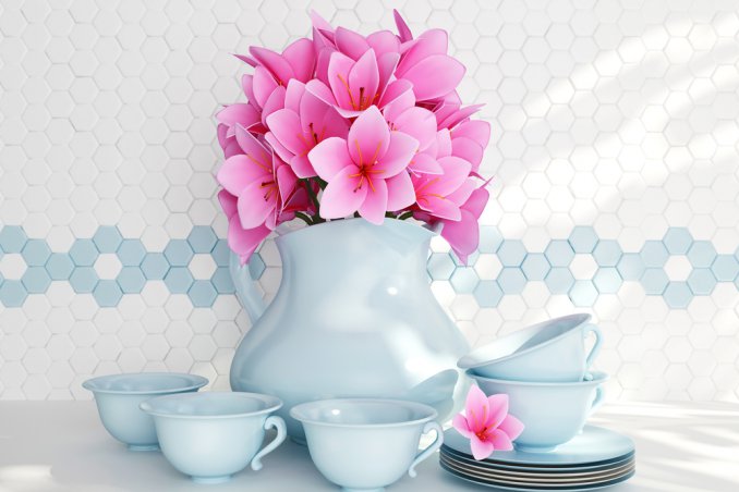 piastrelle decorazione fiori cucina