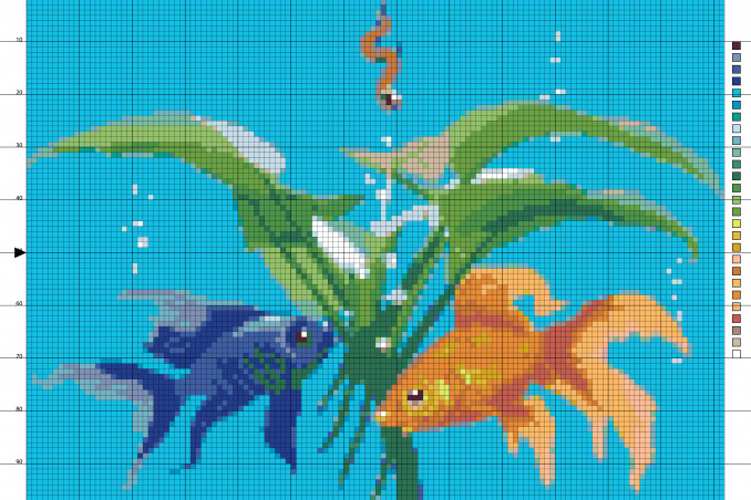 punto croce pesci, schemi punto croce pesci