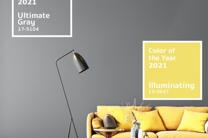Pantone colore 2021, giallo e grigio, casa